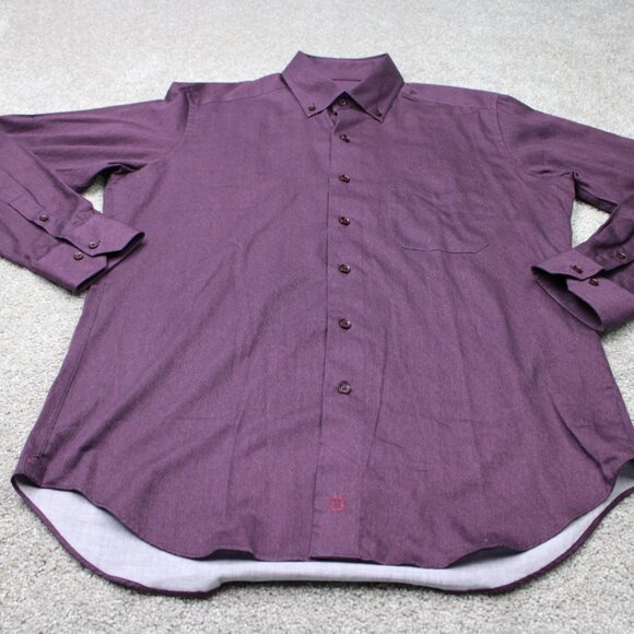 David Donahue Shirt Mens Large Purple 100% Cotton Long Sleeve Button Down - Picture 3 of 14